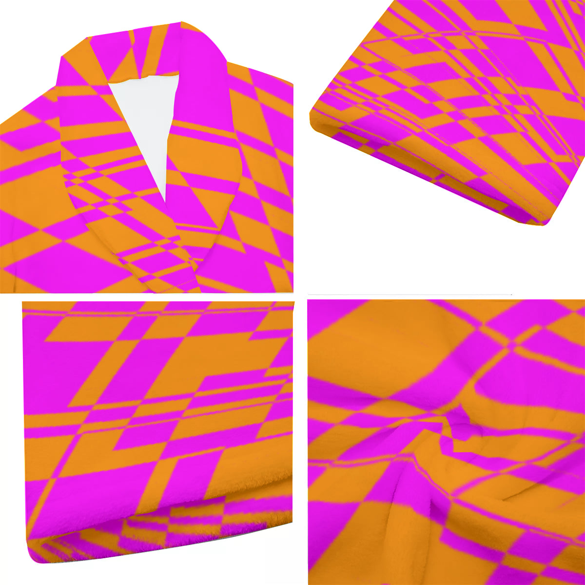 Load image into Gallery viewer, Fuchsia &amp;amp; Orange Men&amp;#39;s Short Robe
