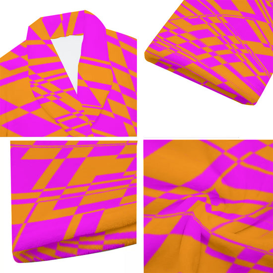 Fuchsia & Orange Men's Short Robe