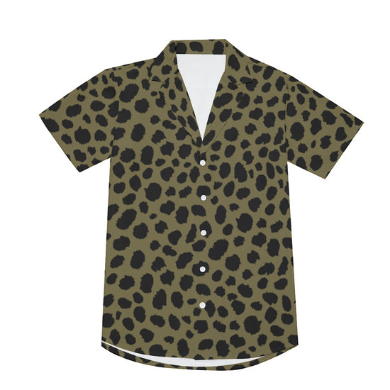 Cheetah Print V-Neck Short Sleeve Shirt in Sand