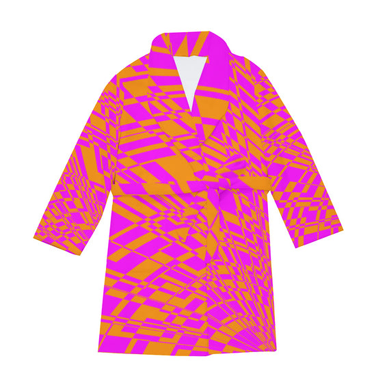 Fuchsia & Orange Men's Short Robe