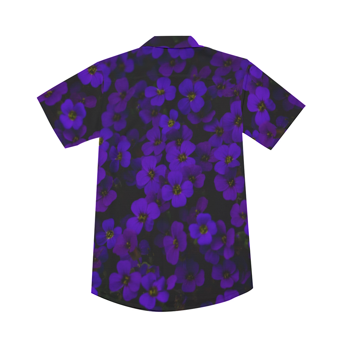 Midnight Purple Flower V-Neck Short Sleeve Shirt
