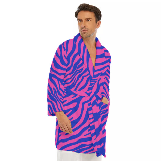 Electric Zebra Men's Short Robe