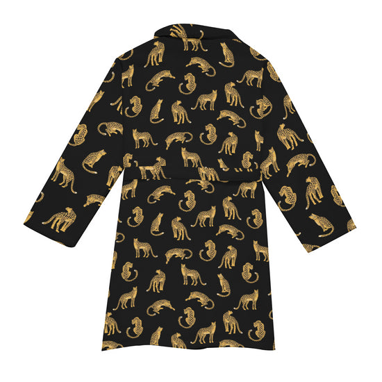 Load image into Gallery viewer, Black Leopards Short Robe
