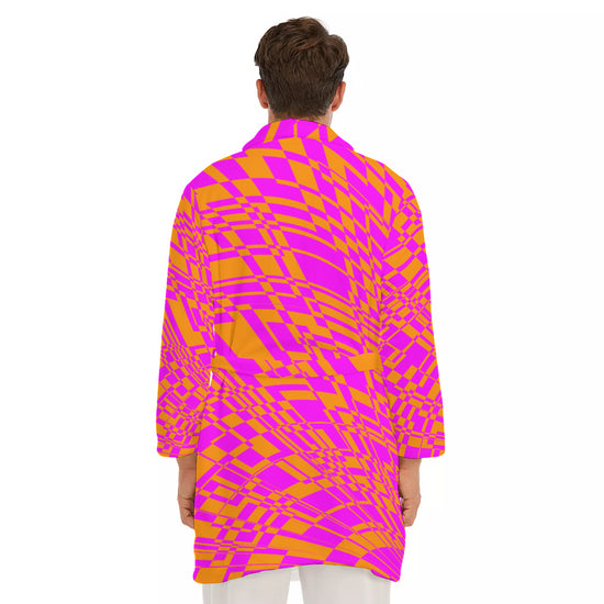 Fuchsia & Orange Men's Short Robe