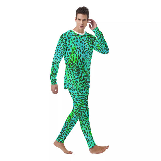 Neon Green Leopard Men's PJ Set