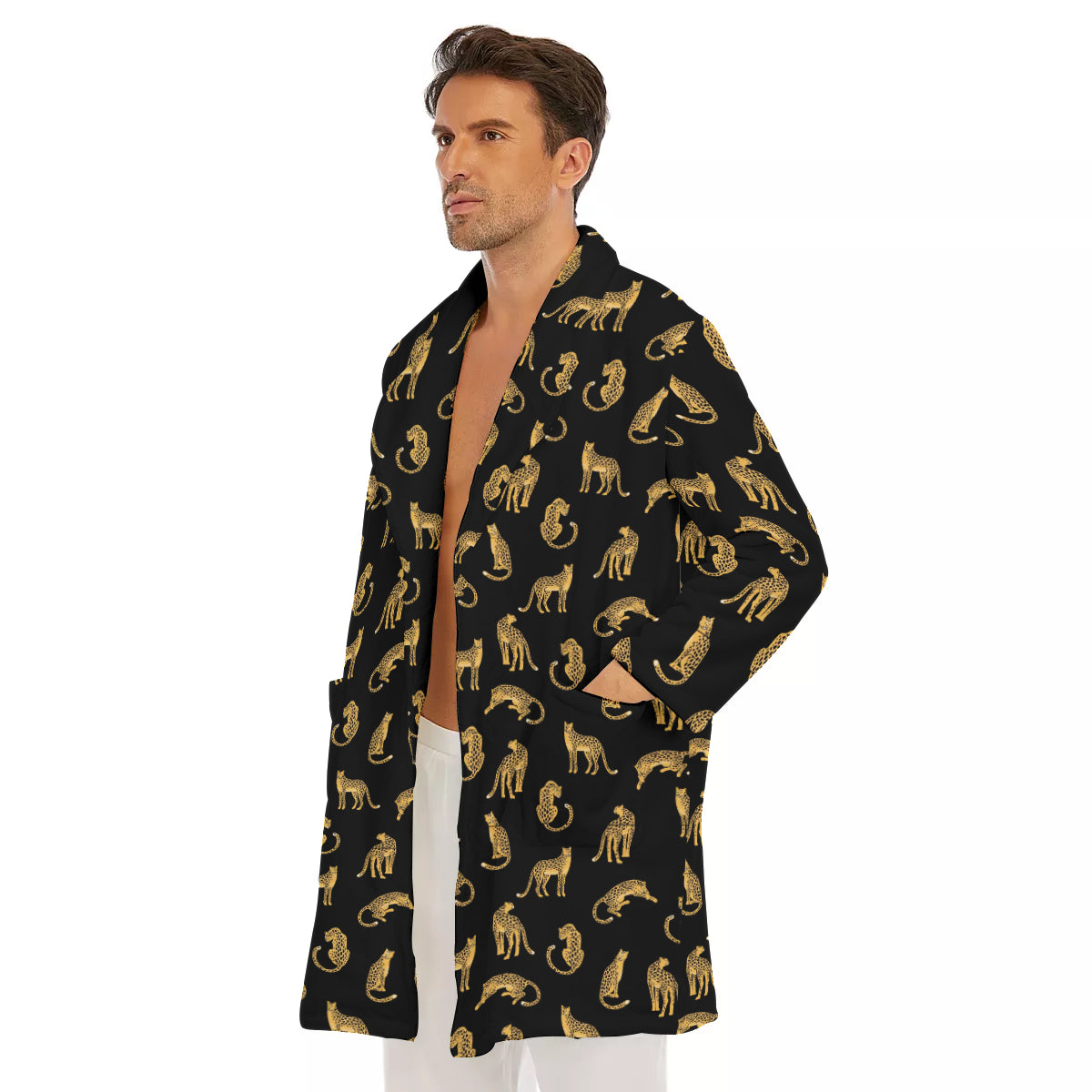 Black Leopards Short Robe