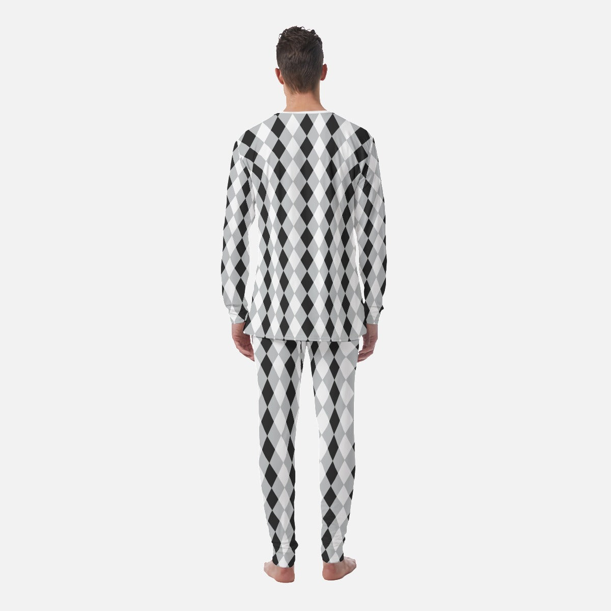 Concrete Black & White Harlequin Check Men's PJ Set
