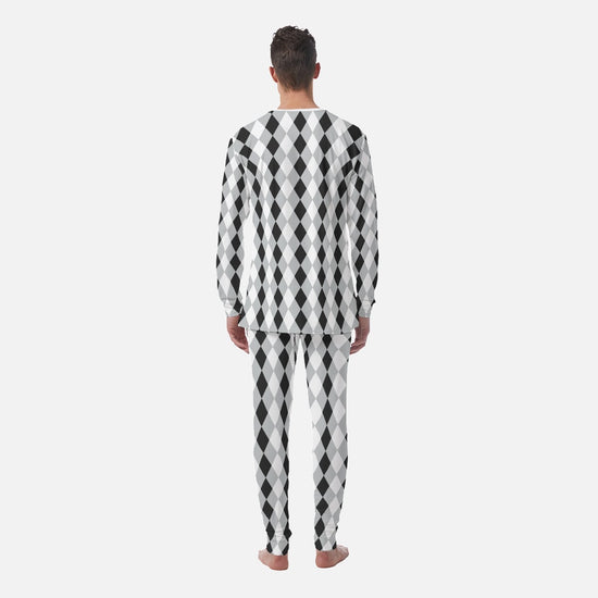 Concrete Black & White Harlequin Check Men's PJ Set