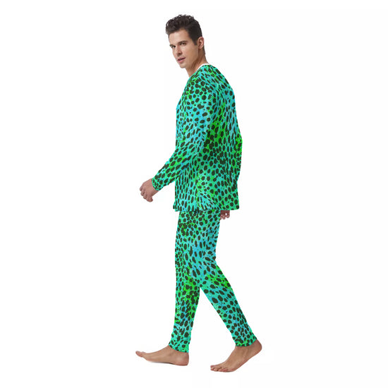 Neon Green Leopard Men's PJ Set