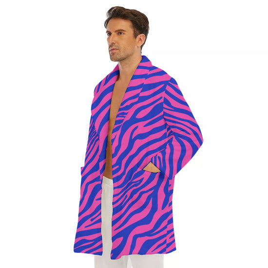 Electric Zebra Men's Short Robe