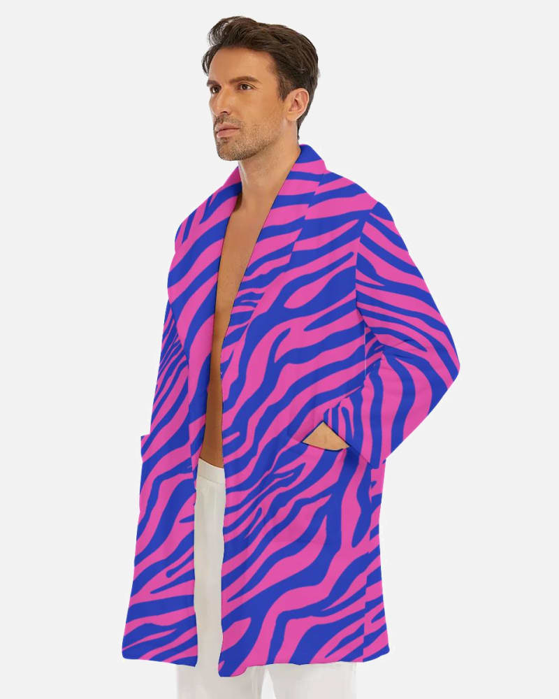 Electric Zebra Men's Short Robe