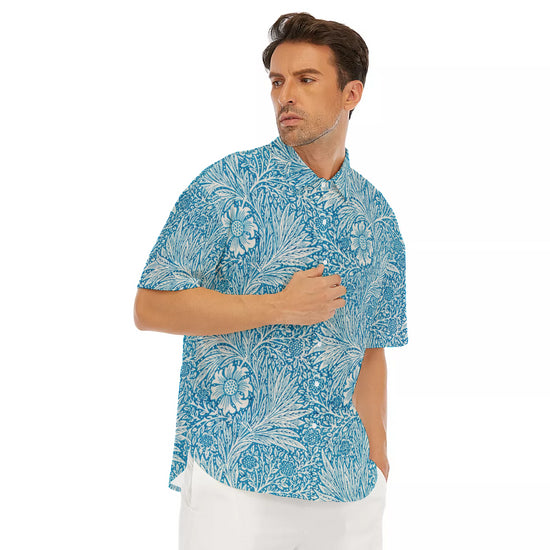 Victorian Blue Floral Short Sleeve Shirt