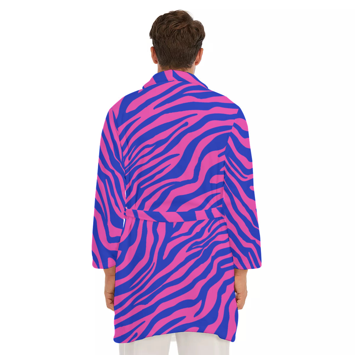 Electric Zebra Men's Short Robe