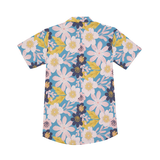 Blue Frisky Floral V-Neck Short Sleeve Shirt