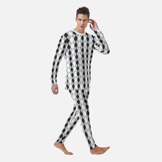 Concrete Black & White Harlequin Check Men's PJ Set