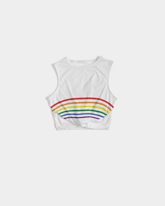 Rainbow Striped Twist-Front Tank