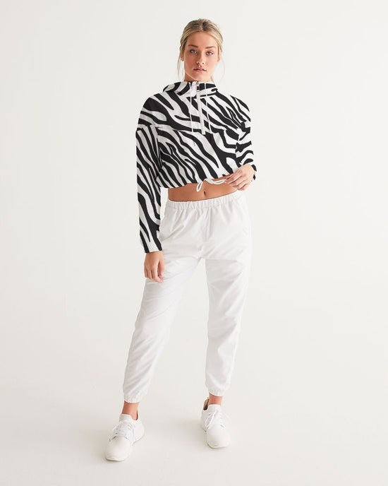 Zebra Print Women's Cropped Windbreaker