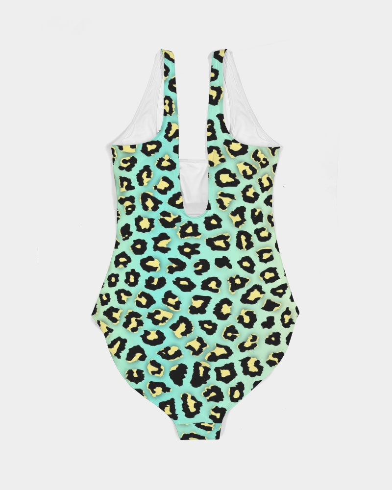 Spearmint Banana Leopard Print Women's One-Piece Swimsuit