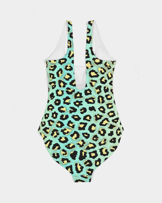 Load image into Gallery viewer, Spearmint Banana Leopard Print Women&amp;#39;s One-Piece Swimsuit
