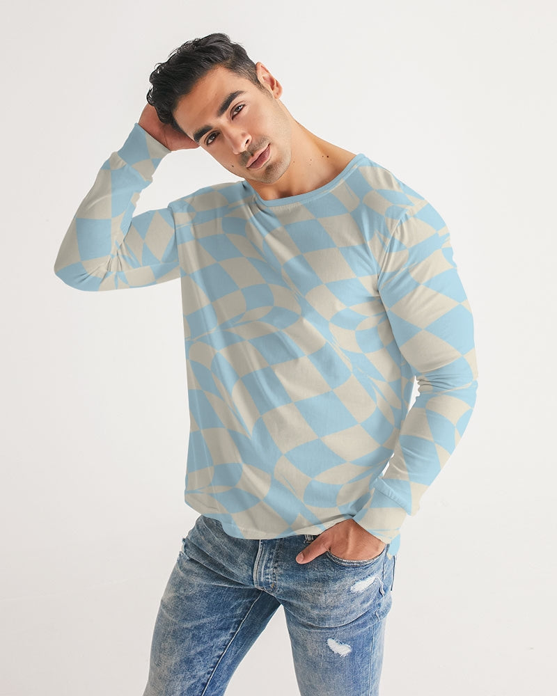 Blue & Vanilla Ripple Check Men's Long Sleeve Tee