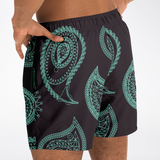 Mint Paisley Swim Shorts