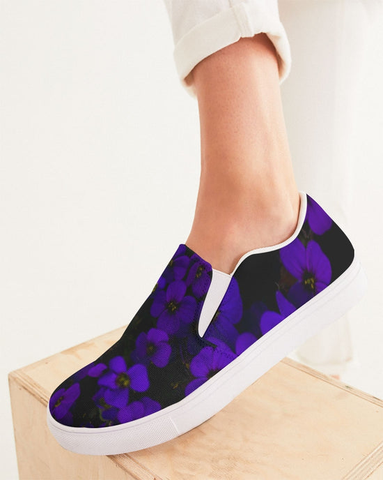 Midnight Purple Floral Women's Slip-On Canvas Shoe