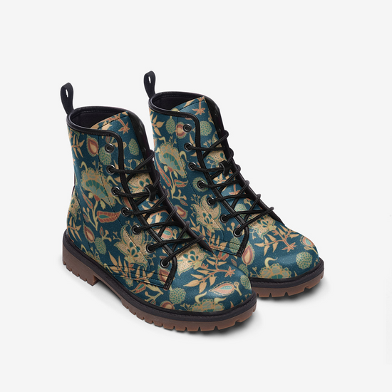 Indian Paisley Green Lace Up Boots
