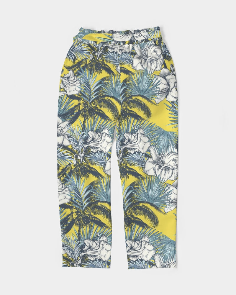 Yellow Tropics Women's Belted Tapered Pants