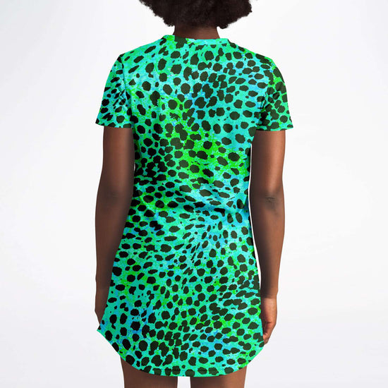 Neon Green Leopard T Shirt Dress