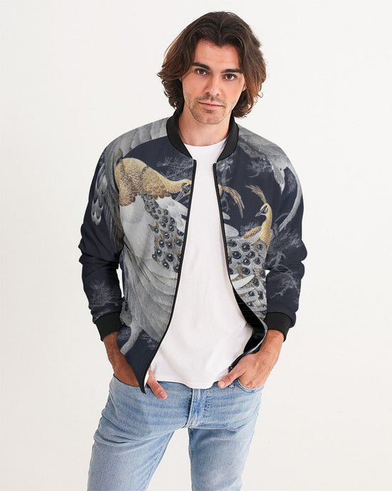 Load image into Gallery viewer, Perched Peacocks Men&amp;#39;s Bomber Jacket

