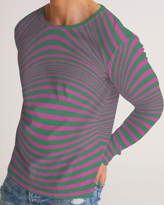 Fuchsia & Green Optical Men's Long Sleeve Tee