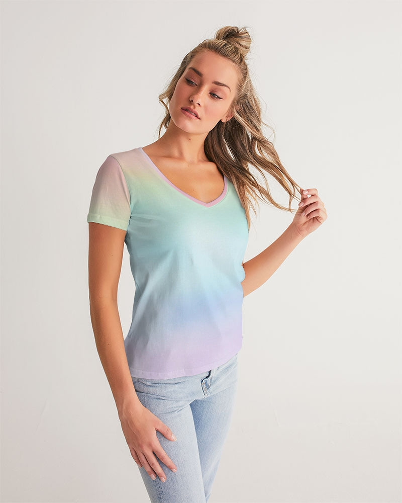 Soft Rainbow V-Neck T Shirt