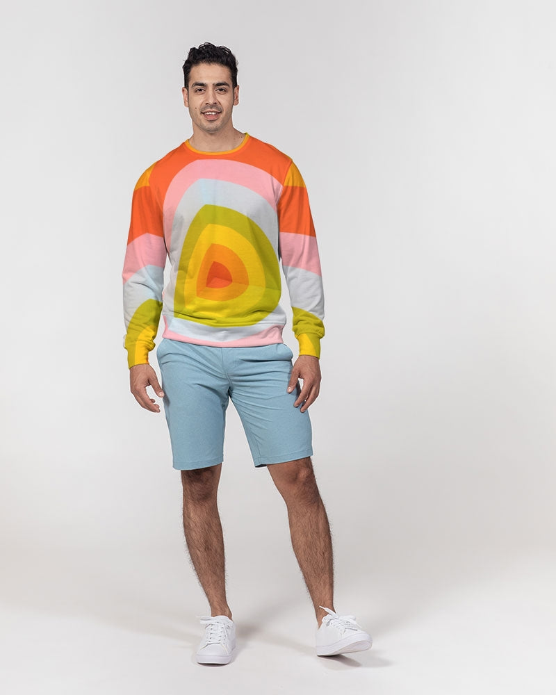 Orange Vortex Men's French Terry Pullover Sweatshirt