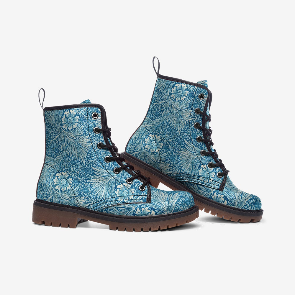 Victorian Blue Floral Lace Up Boots