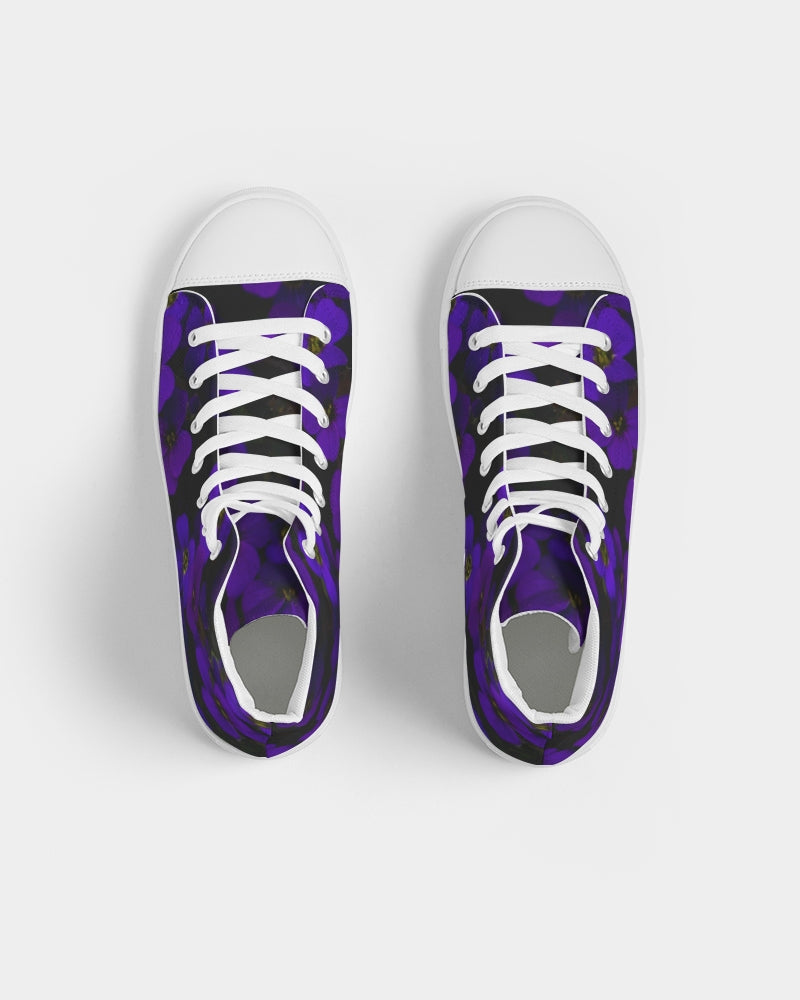 Load image into Gallery viewer, Midnight Purple Floral Women&amp;#39;s Hightop Canvas Shoe

