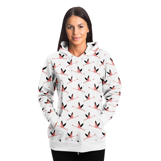 Flying Flamingos White Unisex Hoodie