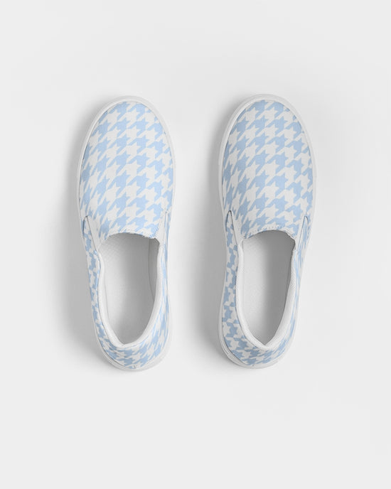 Pale Blue Large Houndstooth Women's Slip-On Canvas Shoe