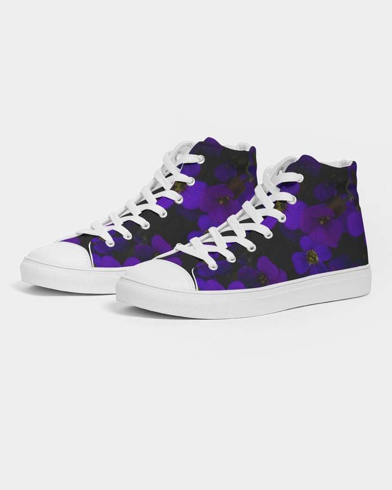 Midnight Purple Floral Women's Hightop Canvas Shoe