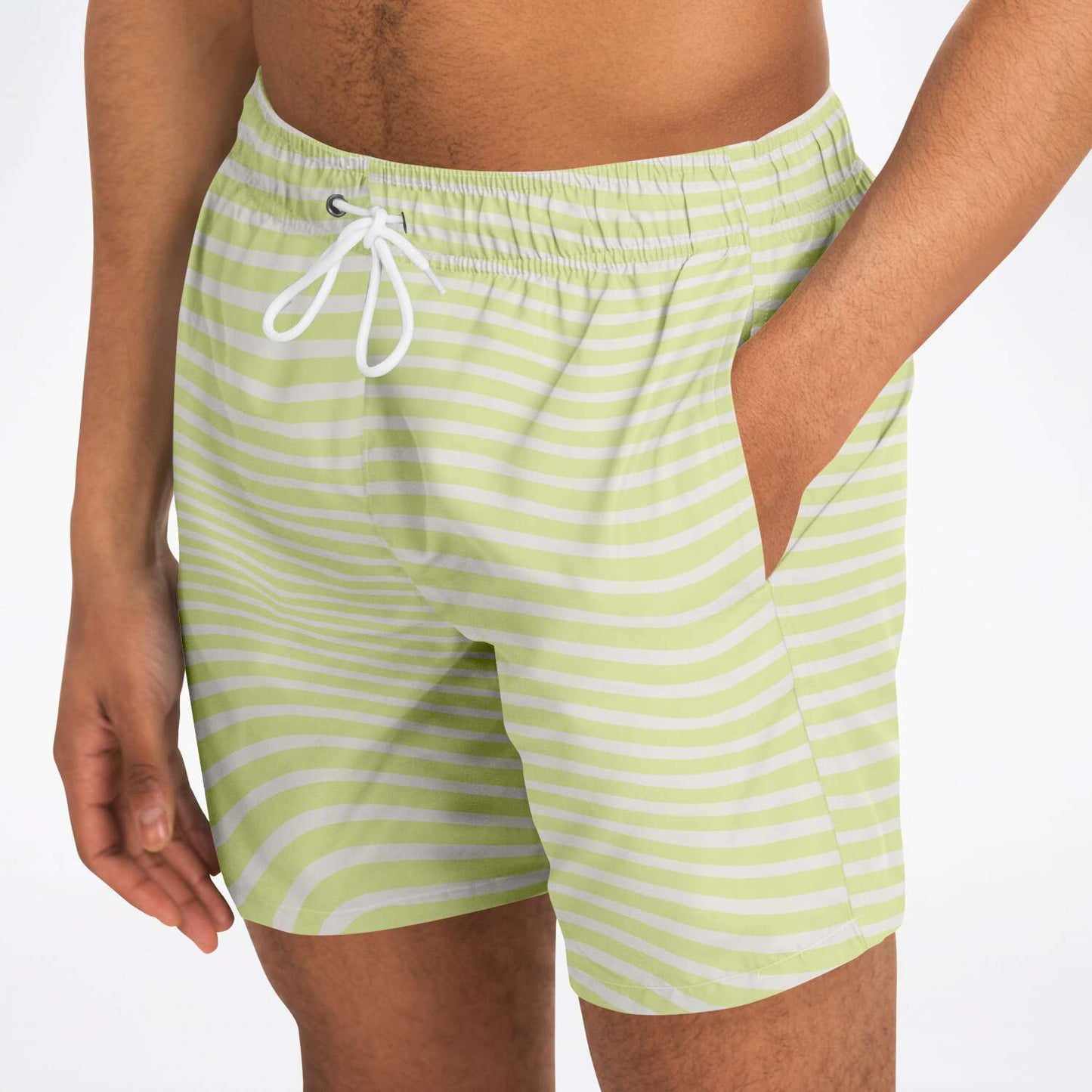 Lime Wave Stripes Swim Shorts