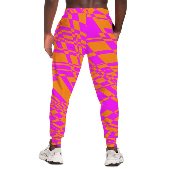 Fuchsia & Orange Warp Unisex Fleece Joggers