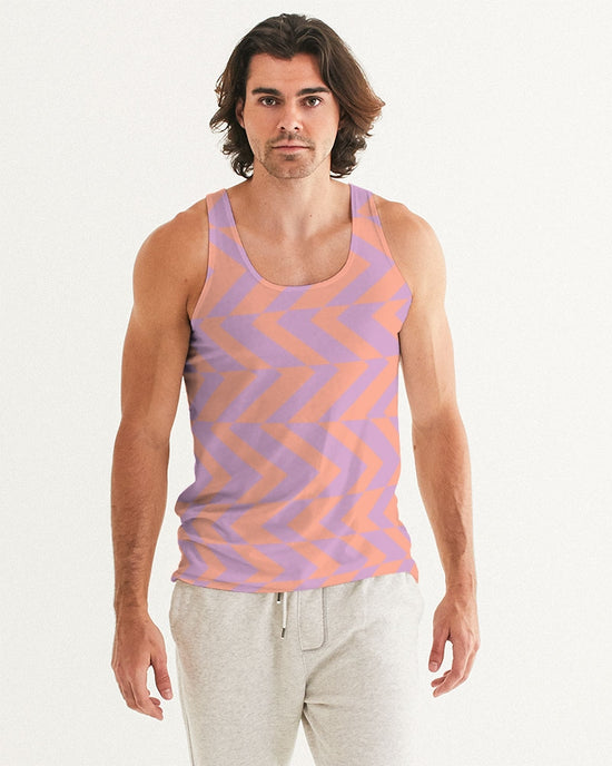 Load image into Gallery viewer, Peach &amp;amp; Orchid Stripe Men&amp;#39;s Tank
