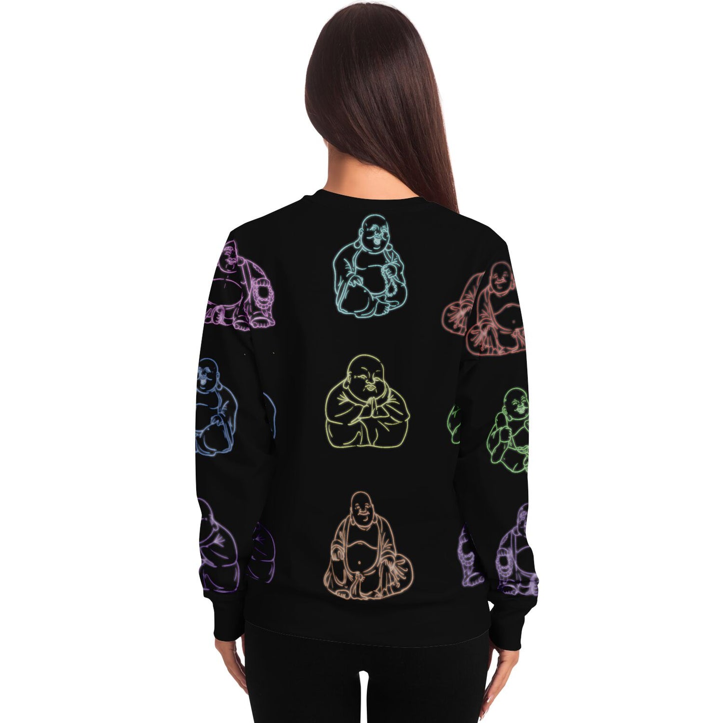 Neon Buddhas Black Unisex Fleece Sweatshirt