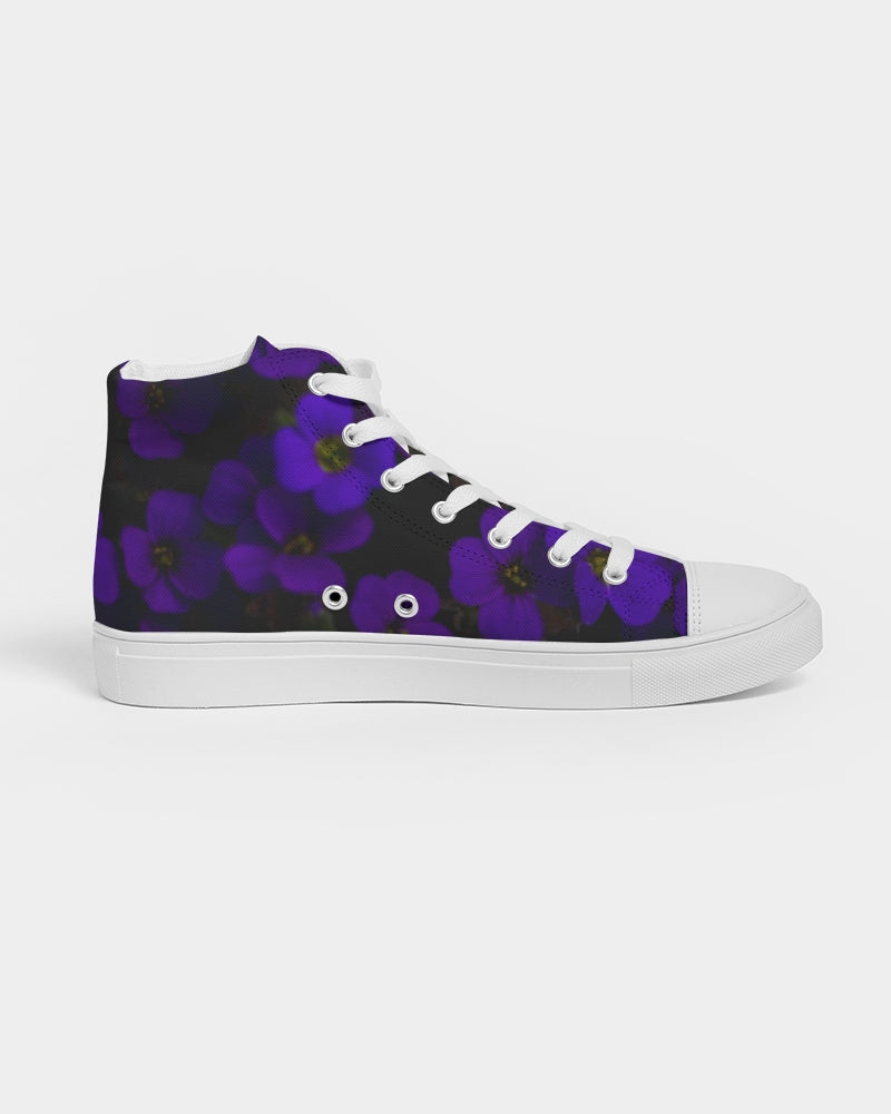 Midnight Purple Floral Women's Hightop Canvas Shoe