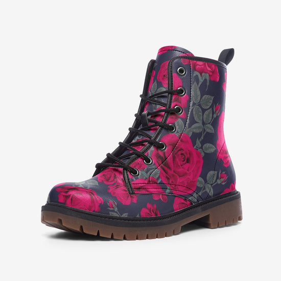 Dark Vintage Roses Lace Up Boots