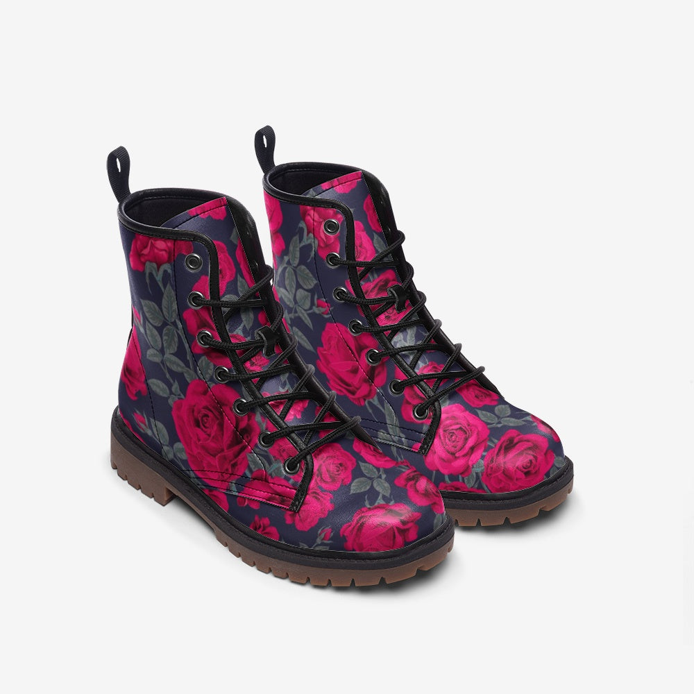 Load image into Gallery viewer, Dark Vintage Roses Lace Up Boots
