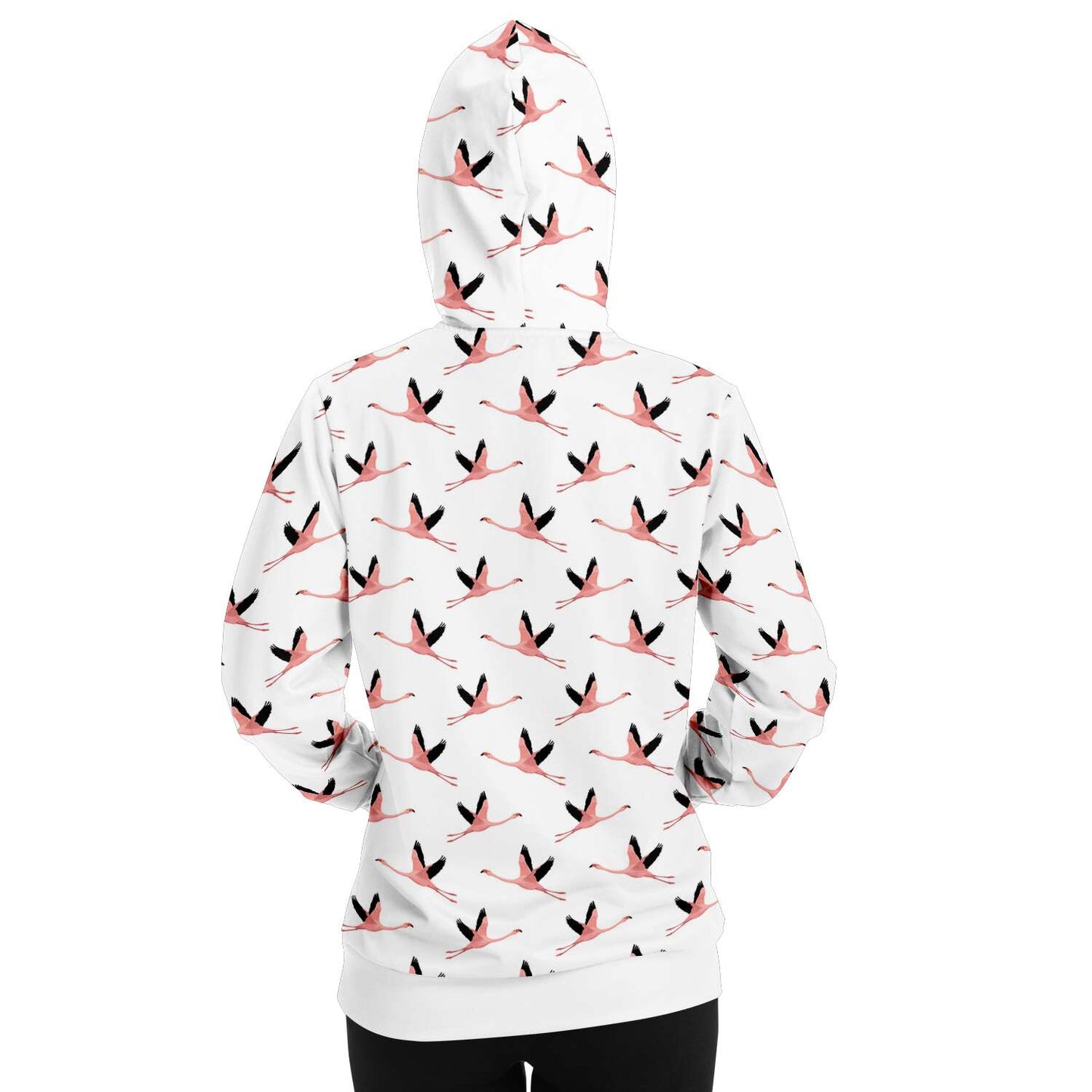 Flying Flamingos White Unisex Hoodie