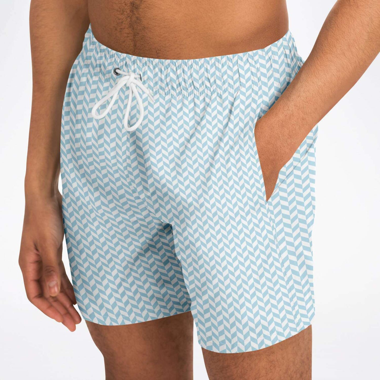 Powder Blue Herringbone Swim Shorts