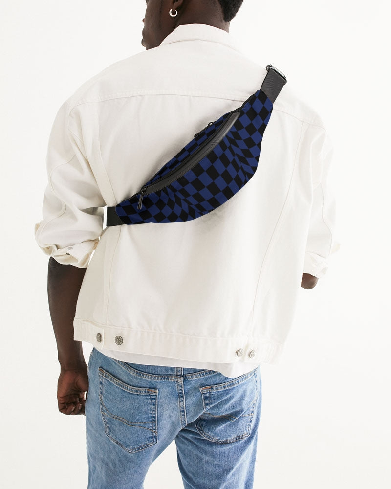 Load image into Gallery viewer, Black &amp;amp; Blue Checkerboard Crossbody Sling Bag (Unisex)
