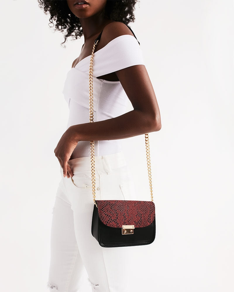 Red Snake Skin Small Shoulder Bag