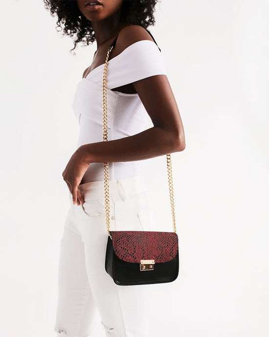 Load image into Gallery viewer, Red Snake Skin Small Shoulder Bag
